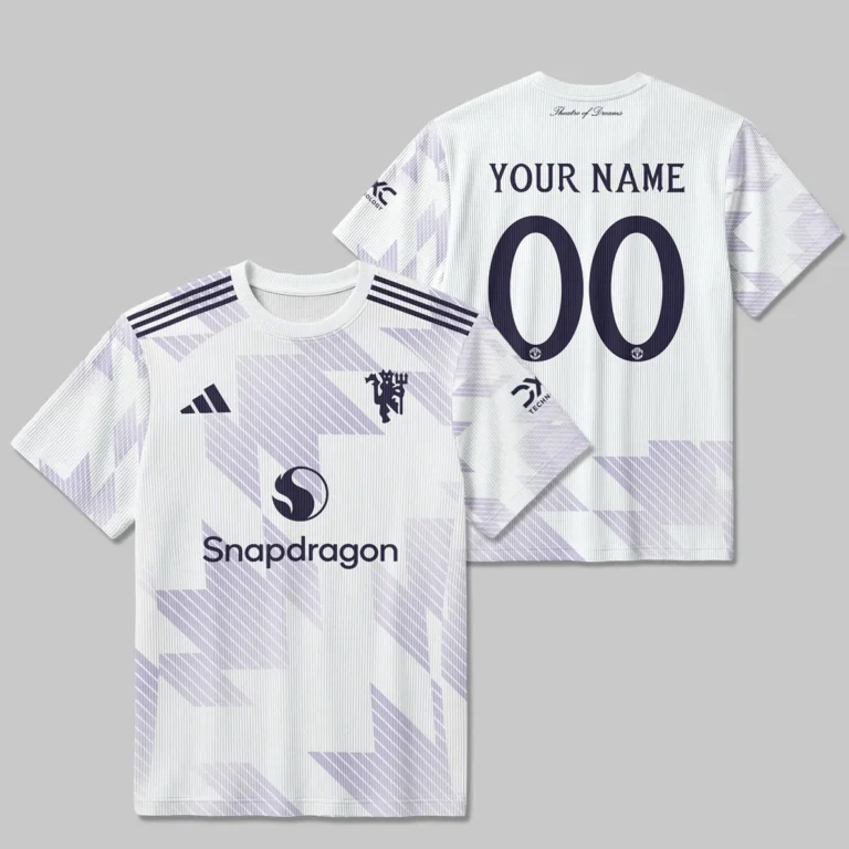 Manchester United 25/26 Away Kit Unisex Classic Logo Ribbed T-Shirt All Over Prints - Gift for Manchester United Fans QTMUN190326A2-RTS