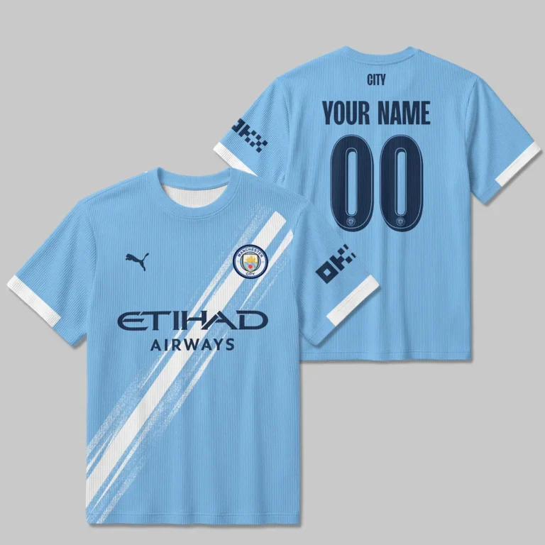 Manchester City 25/26 Home Kit Unisex Classic Logo Ribbed T-Shirt All Over Prints - Gift for Manchester City Fans QTVA1903MCI01-RTS