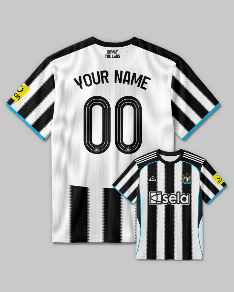 Newcastle United 25/26 Home Kit Unisex Classic Logo Ribbed T-Shirt All Over Prints - Gift for Newcastle United Fans QTVA2302NEW01-RTS