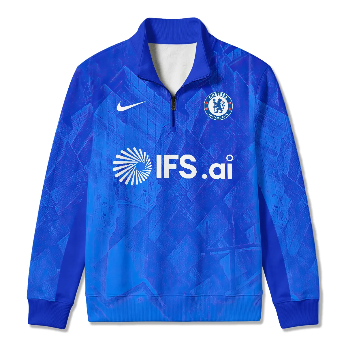 Chelsea 25/26 Home Kit Quarter Zip Sweatshirt All Over Prints - Gift for Chelsea Fans QTVA1903CHE02-QTZ - Image 2
