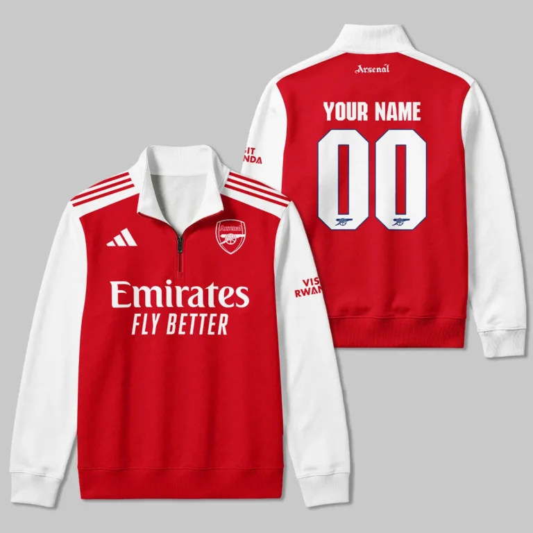 Arsenal 25/26 Home Kit Quarter Zip Sweatshirt All Over Prints - Gift for Arsenal Fans QTARS190326A1-QTZ
