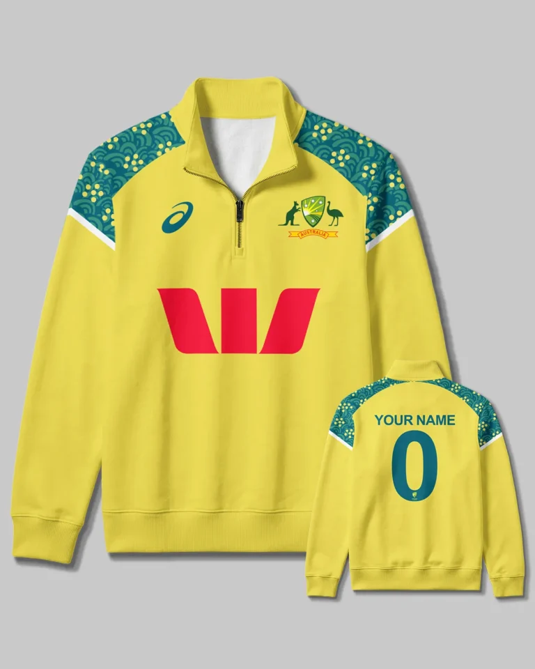 Cricket Australia ODI Mens 25/26 Quarter Zip Sweatshirt All Over Prints - Gift for Australia Fans QTCK300326AA1-QTZ