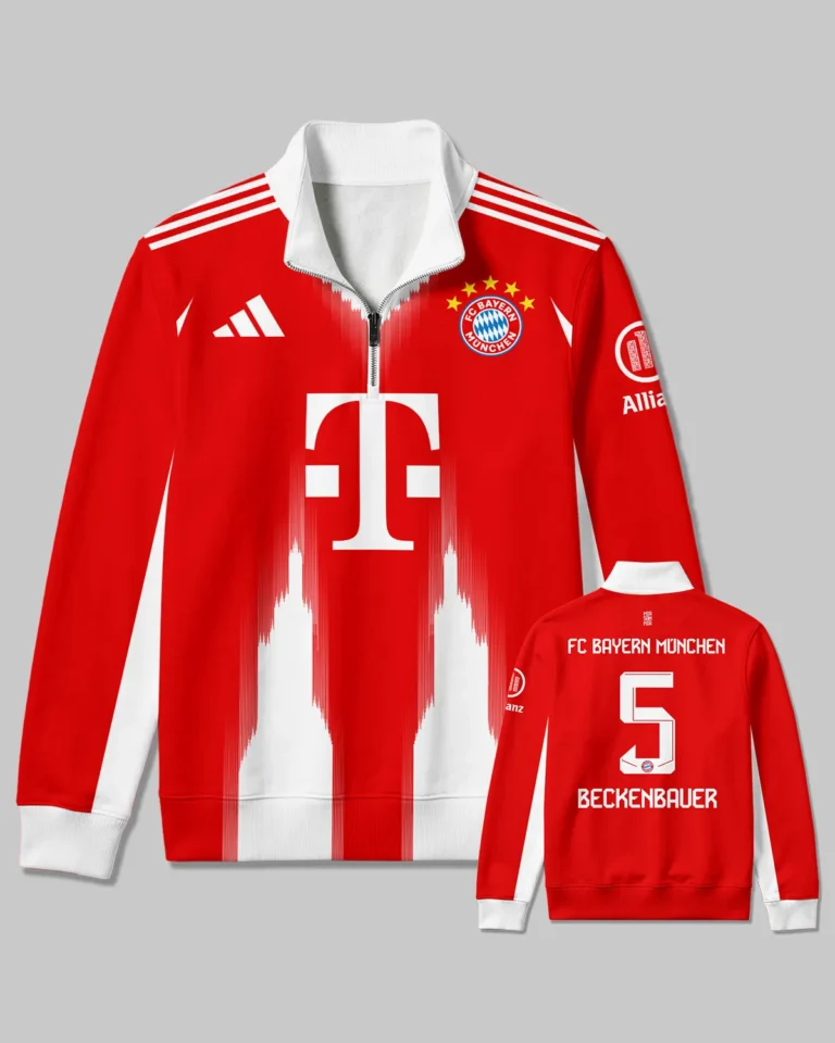 FC Bayern München Home Jersey 25/26 Quarter Zip Sweatshirt All Over Prints - Gift for FC Bayern München Fans QTFCB310326A1-QTZ