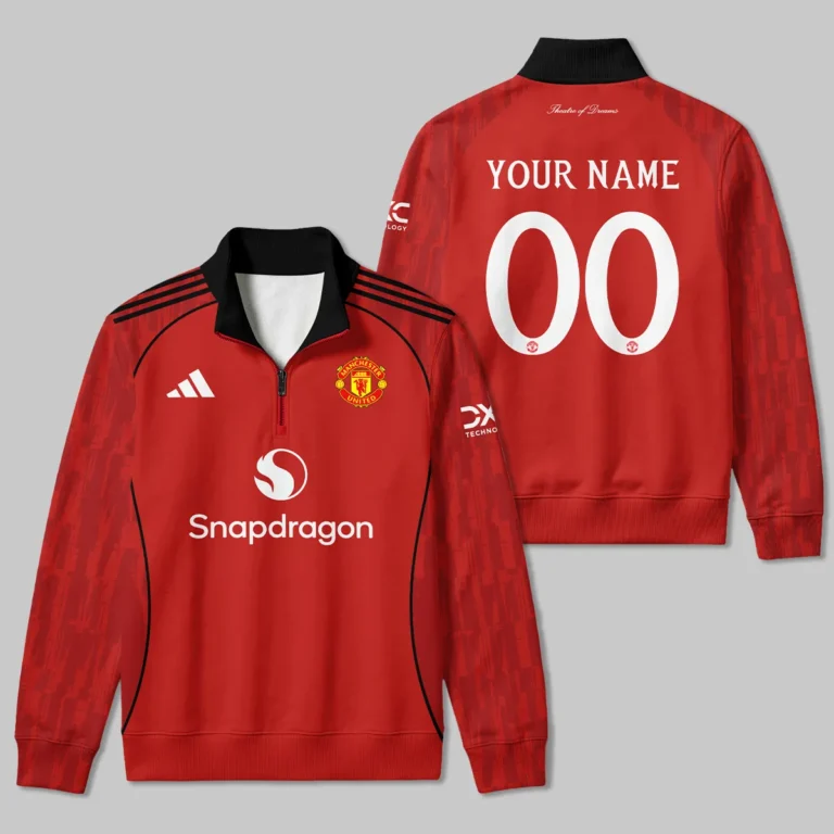 Manchester United 25/26 Home Kit Quarter Zip Sweatshirt All Over Prints - Gift for Manchester United Fans QTMUN190326A1-QTZ