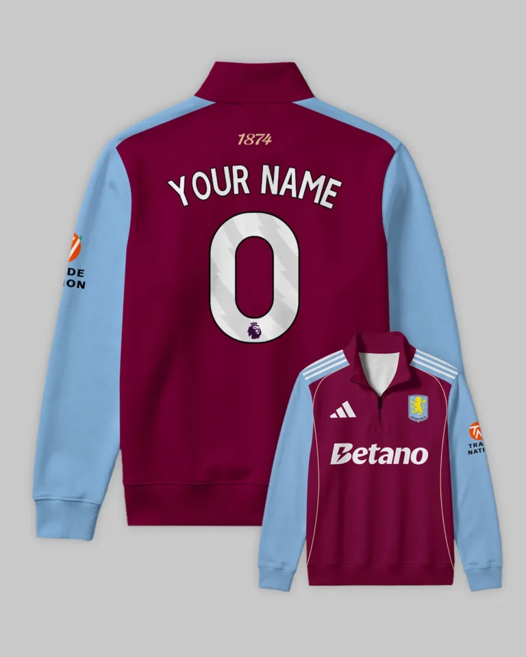 Aston Villa 25/26 Home Kit Quarter Zip Sweatshirt All Over Prints - Gift for Aston Villa Fans QTVA2302AVL01-QTZ