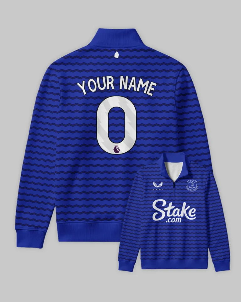 Everton 25/26 Home Kit Quarter Zip Sweatshirt All Over Prints - Gift for Everton Fans QTVA2302EVE01-QTZ