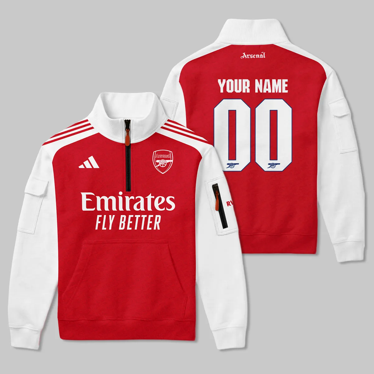 Arsenal 25/26 Home Kit Sweatshirt Zipper All Over Prints - Gift for Arsenal Fans QTARS190326A1-SHZ