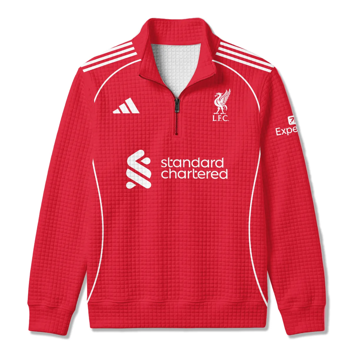 Liverpool 25/26 Home Kit Quarter Zip Quilted Waffle All Over Prints - Gift for Liverpool Fans QTLIV190326A1-YVF - Image 2