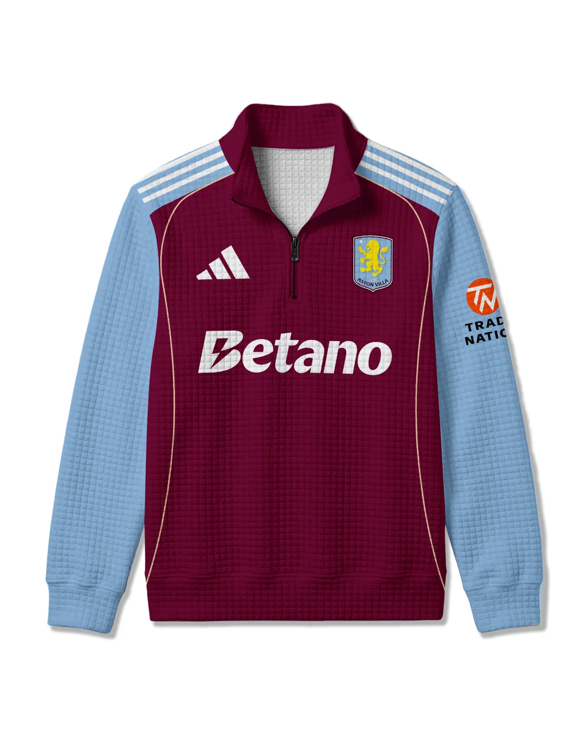 Aston Villa 25/26 Home Kit Quarter Zip Quilted Waffle All Over Prints - Gift for Aston Villa Fans QTVA2302AVL01-YVF - Image 2
