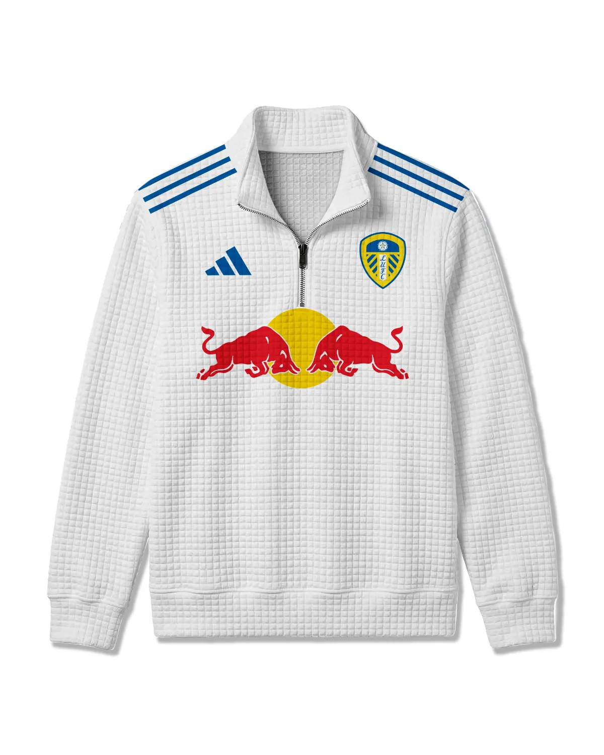 Leeds United 25/26 Home Kit Quarter Zip Quilted Waffle All Over Prints - Gift for Leeds United Fans QTVA2302LEE01-YVF - Image 2