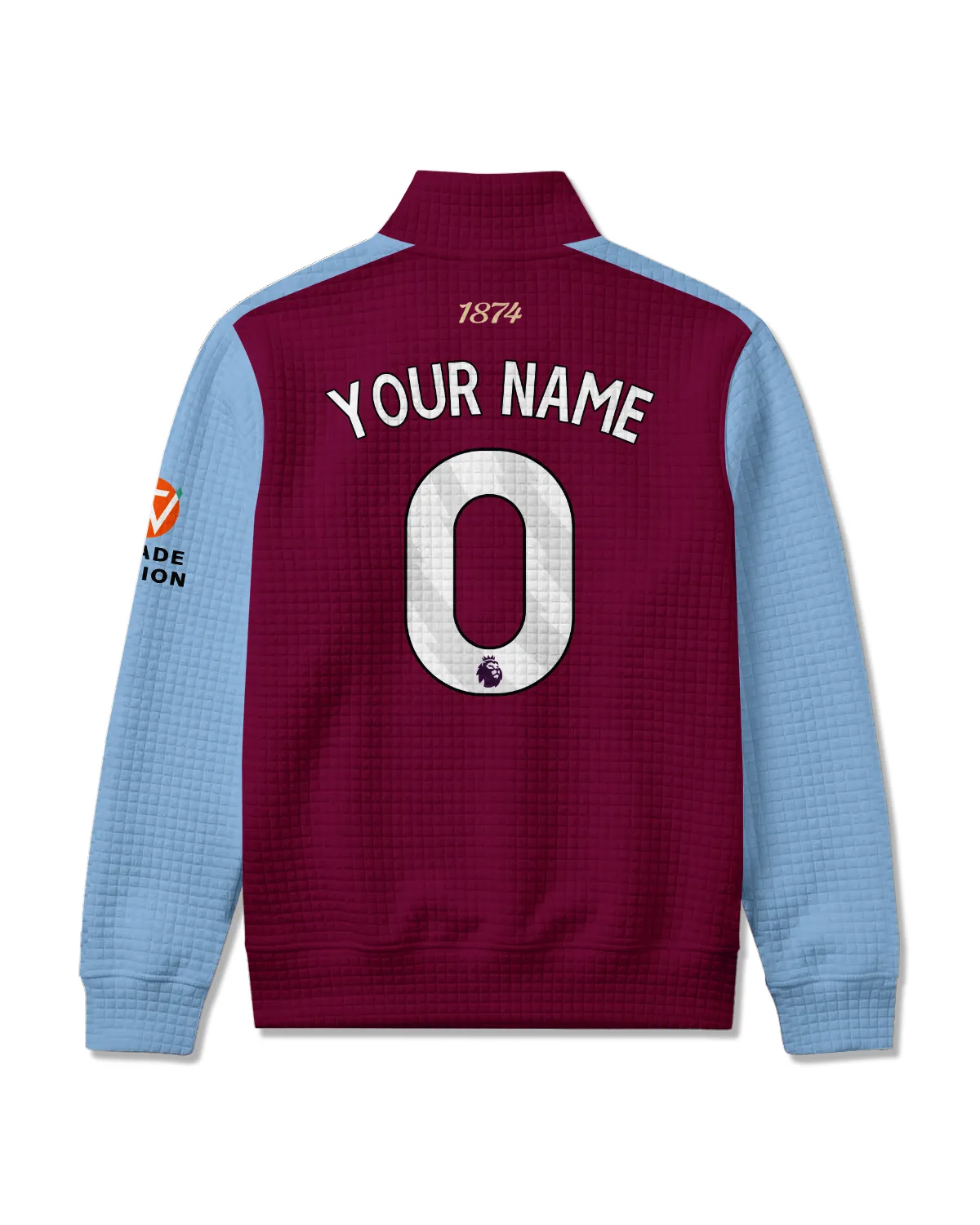 Aston Villa 25/26 Home Kit Quarter Zip Quilted Waffle All Over Prints - Gift for Aston Villa Fans QTVA2302AVL01-YVF - Image 3