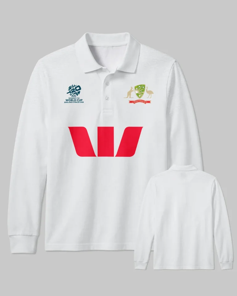 Cricket Australia Test 2026 Women's T20 World Cup Long Polo All Over Prints - Gift for Australia Fans QTCK300326AA6-LPL