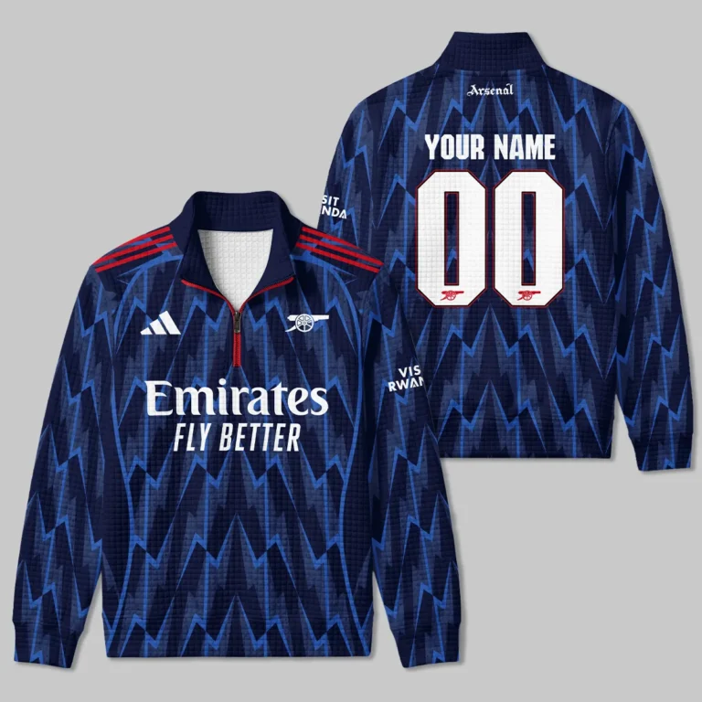 Arsenal 25/26 Away Kit Quarter Zip Quilted Waffle All Over Prints - Gift for Arsenal Fans QTARS190326A2-YVF