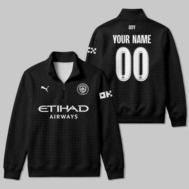 Manchester City 25/26 Away Kit Quarter Zip Quilted Waffle All Over Prints - Gift for Manchester City Fans QTVA1903MCI02-YVF