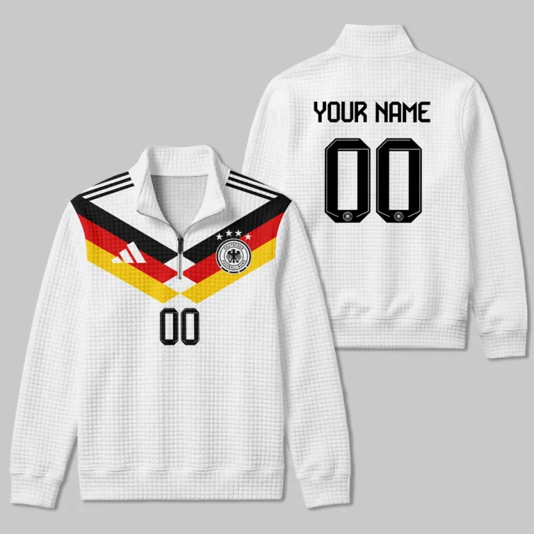 Germany 25/26 Home Kit Quarter Zip Quilted Waffle All Over Prints - Gift for Germany Fans QTVA2003GER1-YVF