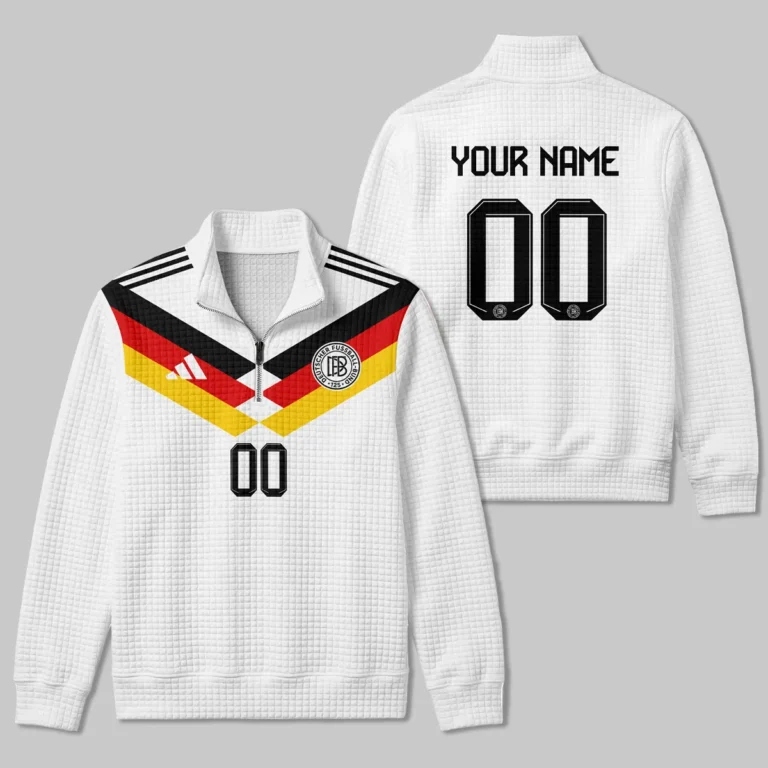 Germany 25/26 Home Kit Quarter Zip Quilted Waffle All Over Prints - Gift for Germany Fans QTVA2003GER2-YVF