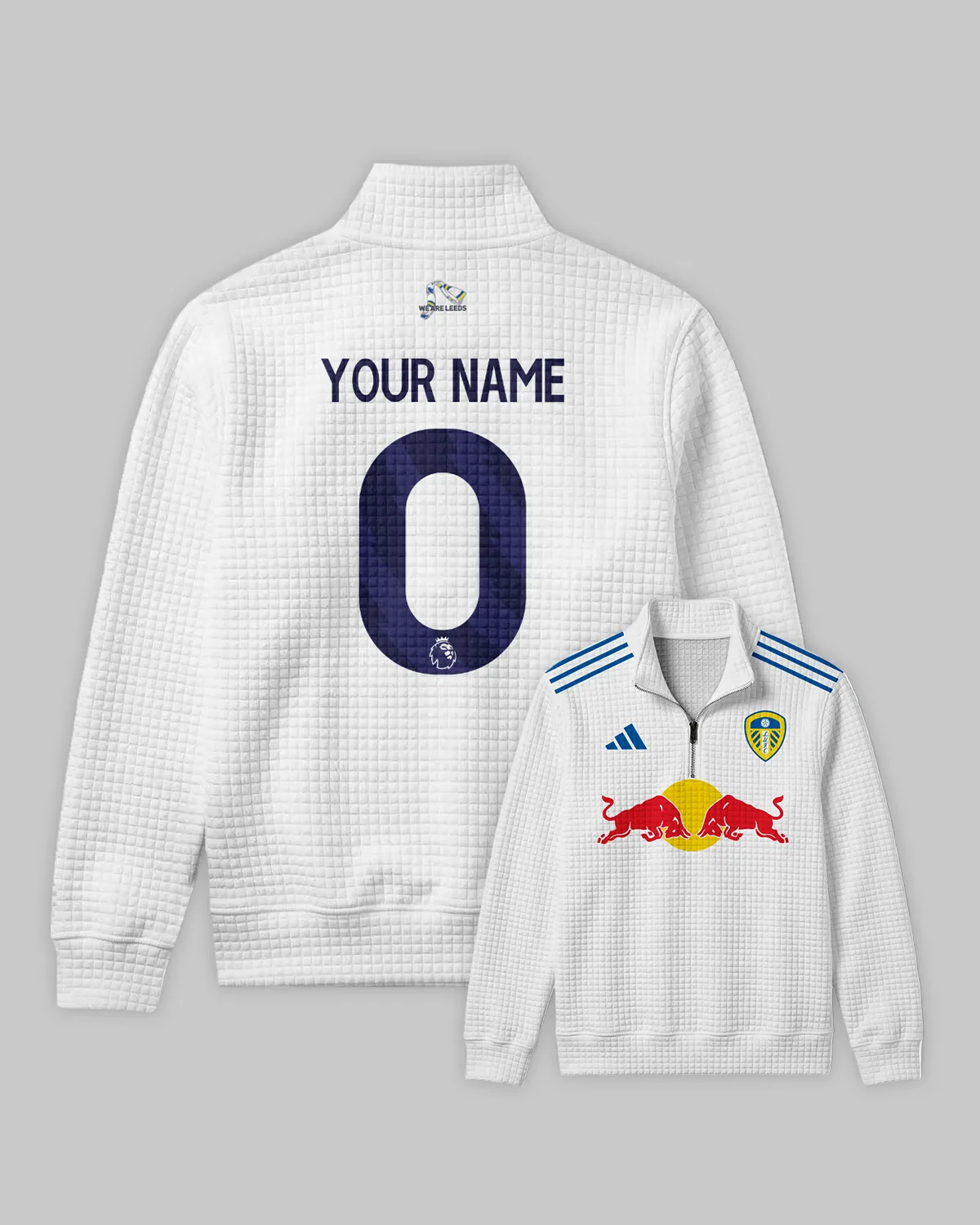 Leeds United 25/26 Home Kit Quarter Zip Quilted Waffle All Over Prints - Gift for Leeds United Fans QTVA2302LEE01-YVF