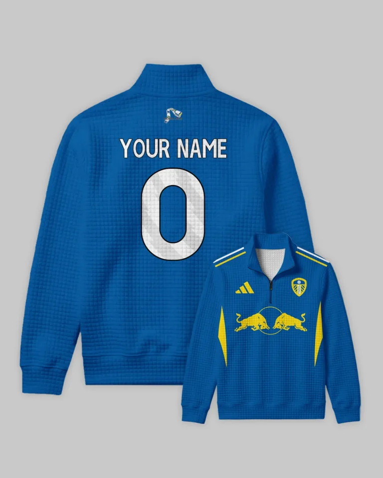 Leeds United 25/26 Away Kit Quarter Zip Quilted Waffle All Over Prints - Gift for Leeds United Fans QTVA2302LEE02-YVF