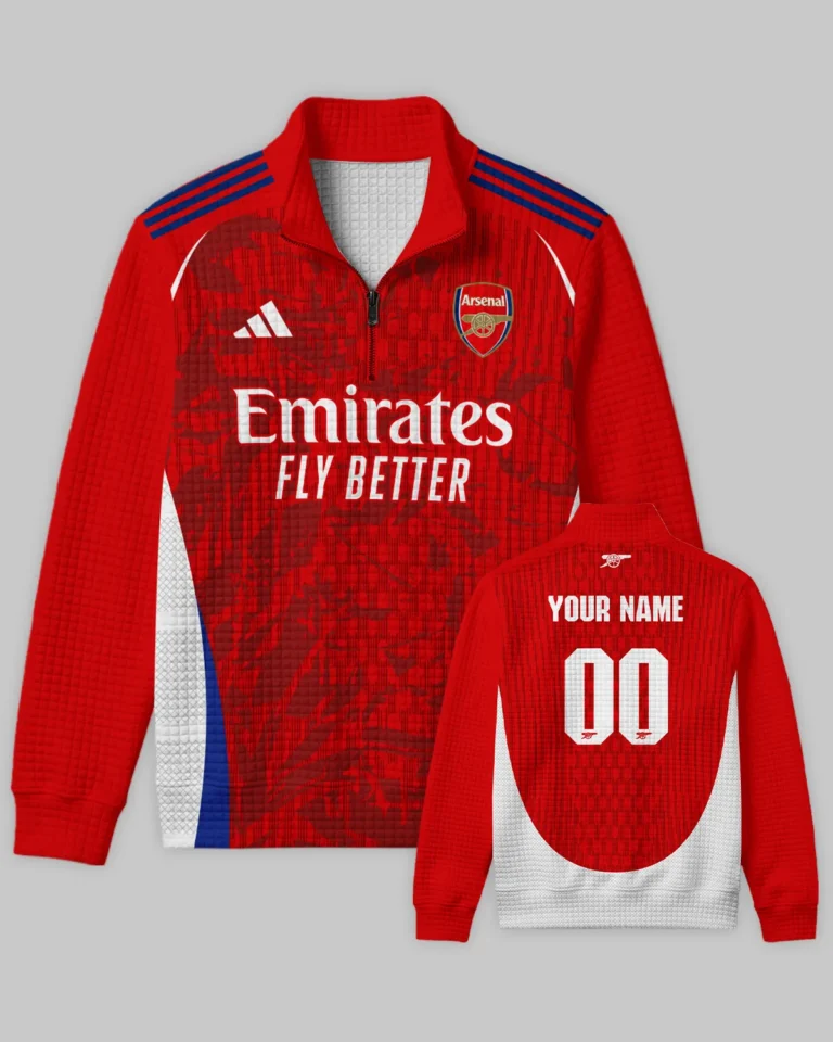Arsenal Concept Kits Quarter Zip Quilted Waffle All Over Prints - Gift for Arsenal Fans QTVA3003ARS01-YVF