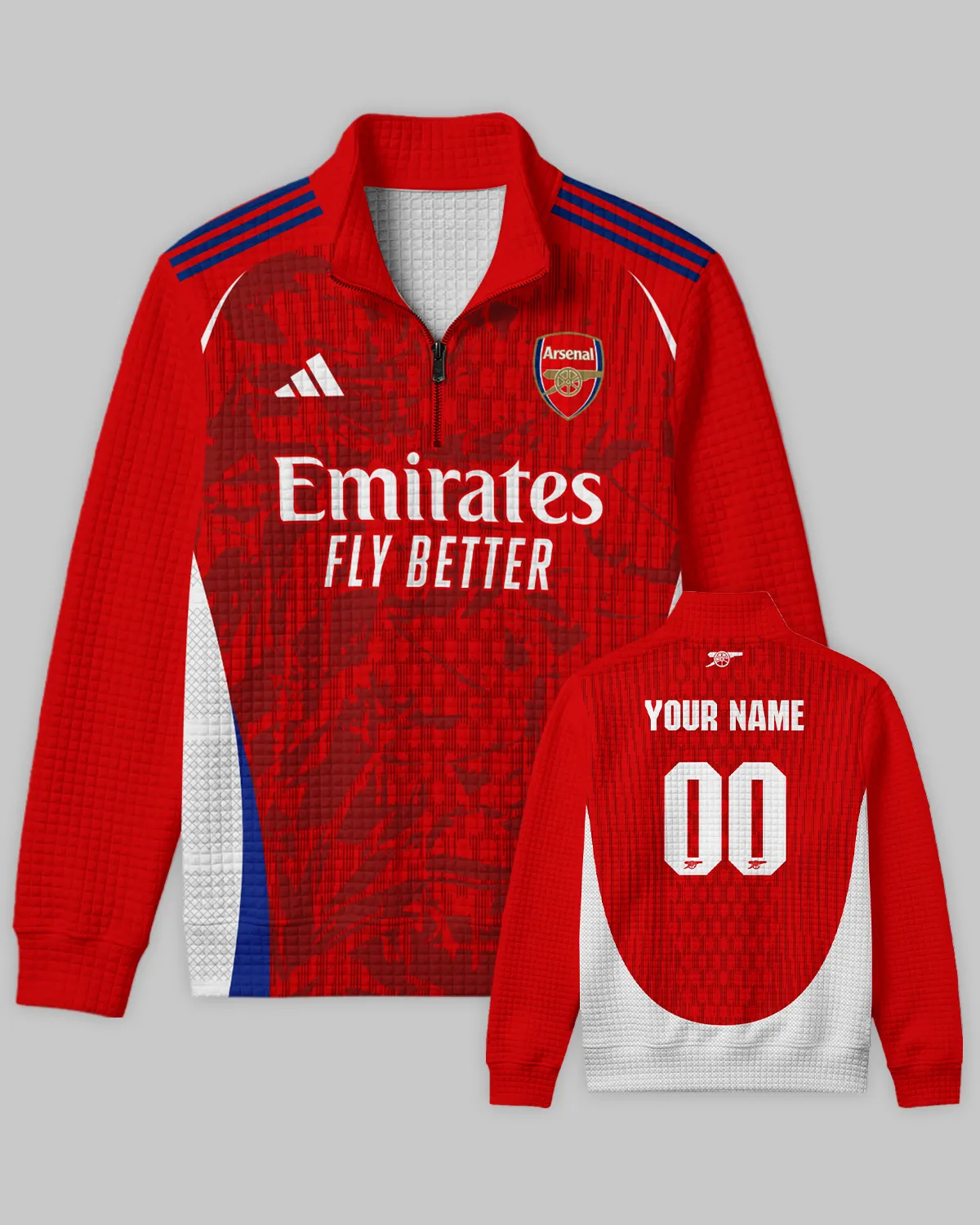 Arsenal Concept Kits Quarter Zip Quilted Waffle All Over Prints - Gift for Arsenal Fans QTVA3003ARS01-YVF
