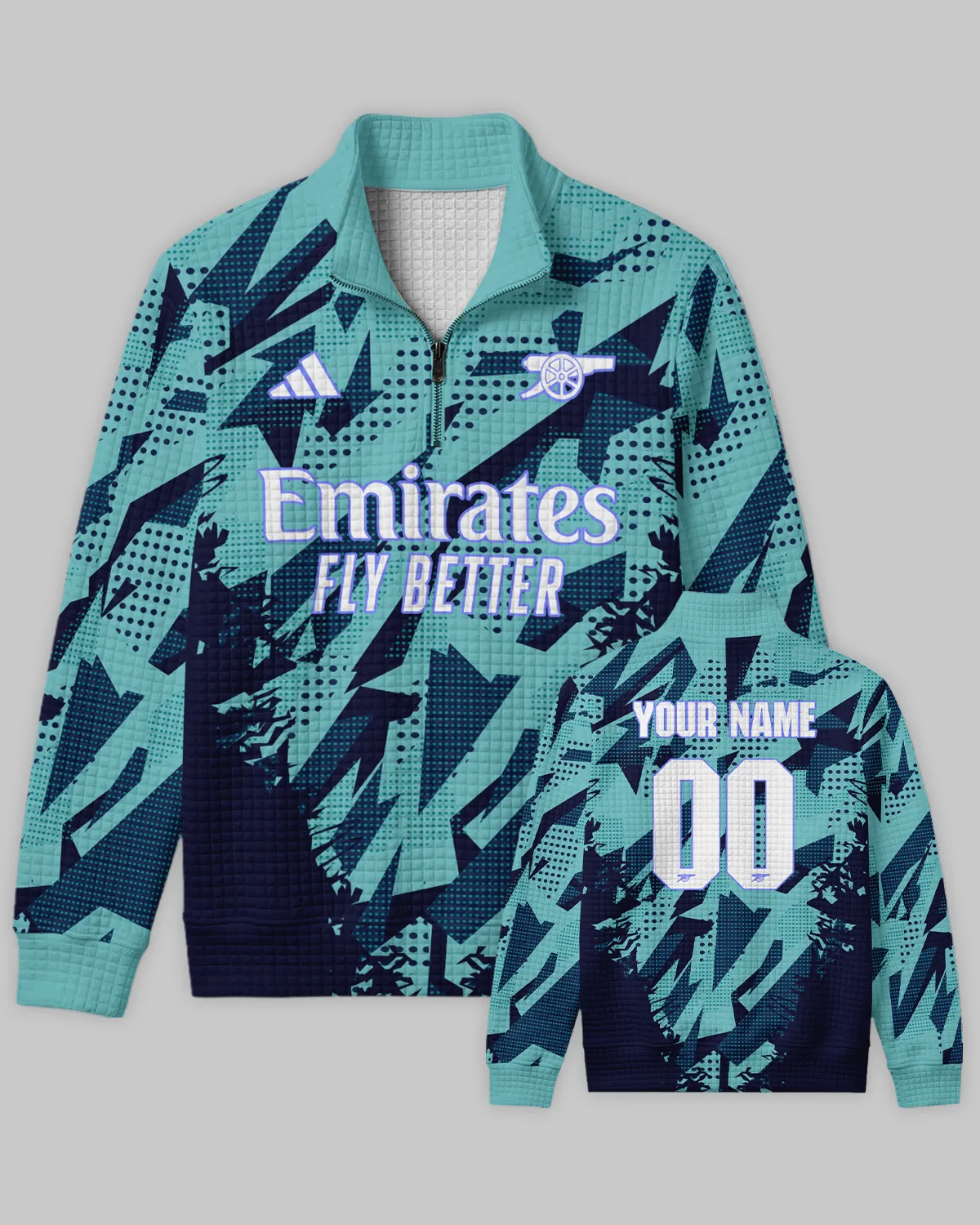 Arsenal Concept Kits Quarter Zip Quilted Waffle All Over Prints - Gift for Arsenal Fans QTVA3003ARS02-YVF