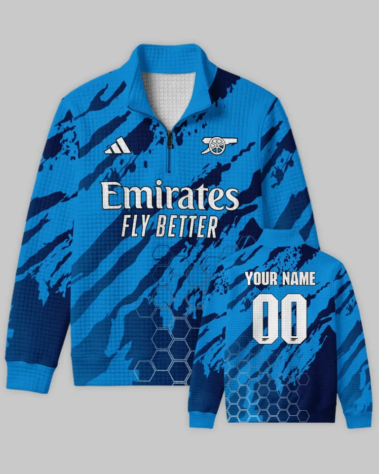 Arsenal Concept Kits Quarter Zip Quilted Waffle All Over Prints - Gift for Arsenal Fans QTVA3003ARS03-YVF