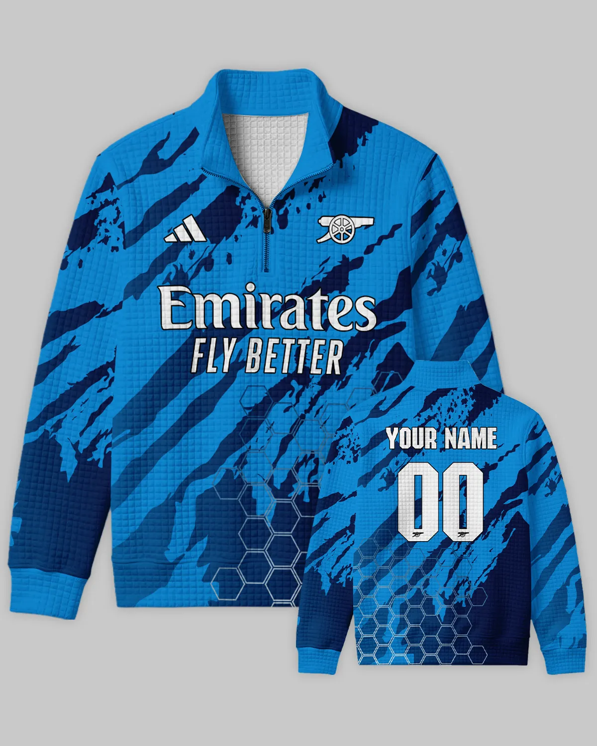 Arsenal Concept Kits Quarter Zip Quilted Waffle All Over Prints - Gift for Arsenal Fans QTVA3003ARS03-YVF