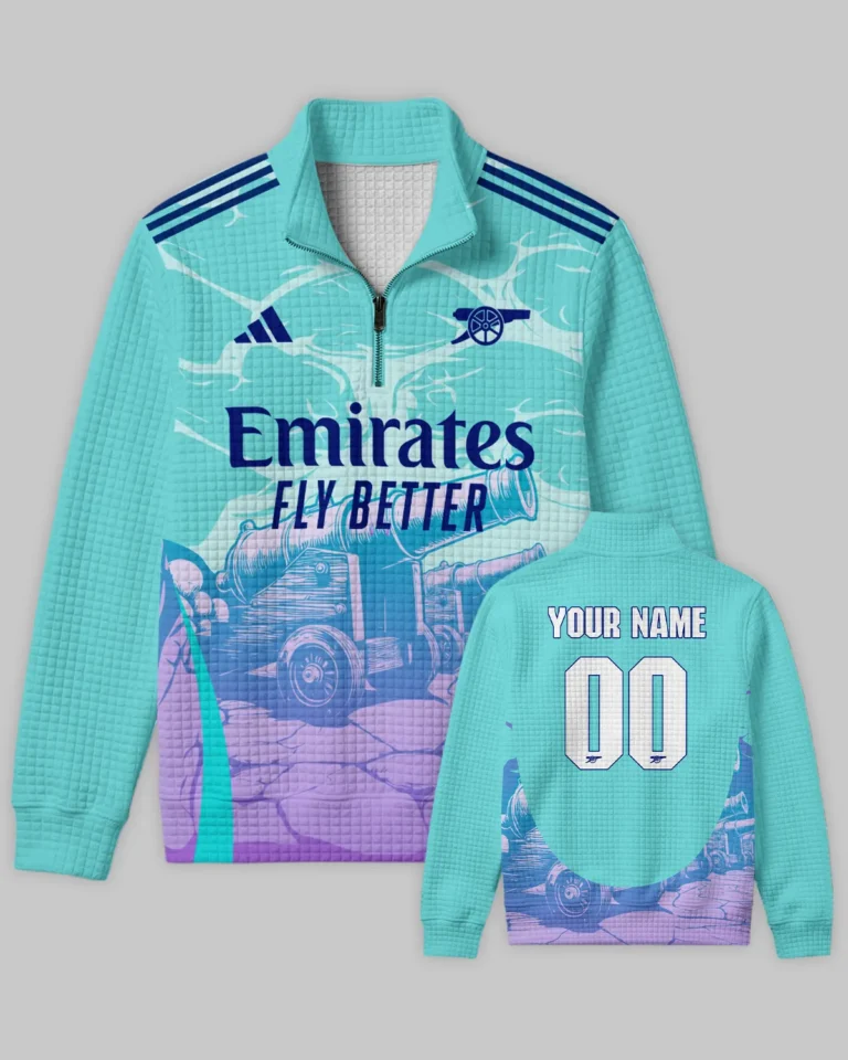 Arsenal Concept Kits Quarter Zip Quilted Waffle All Over Prints - Gift for Arsenal Fans QTVA3003ARS04-YVF