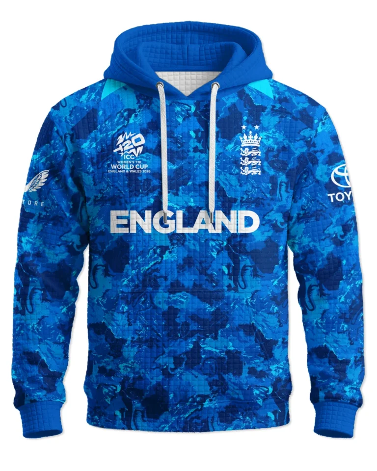 Cricket England 2026 Women's T20 World Cup Hoodie Quilted Waffle All Over Prints - Gift for England Fans QTCK020426ENGA3-HQW