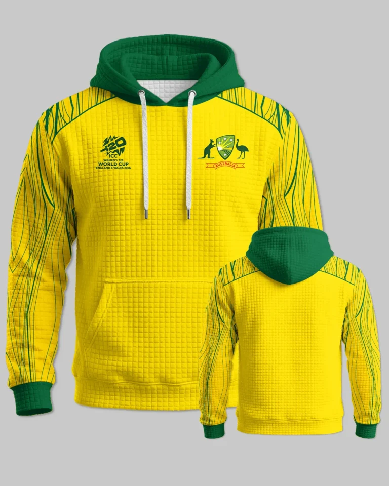 Cricket Australia 2026 Women's T20 World Cup Hoodie Quilted Waffle All Over Prints - Gift for Australia Fans QTCK010426A1-HQW