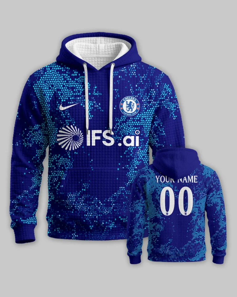 Chelsea Concept Kits Hoodie Quilted Waffle All Over Prints - Gift for Chelsea Fans QTVA0104CHE03-HQW