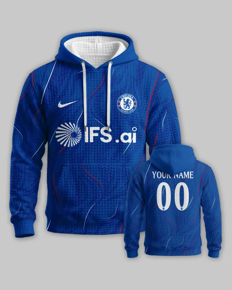 Chelsea Concept Kits Hoodie Quilted Waffle All Over Prints - Gift for Chelsea Fans QTVA0104CHE04-HQW