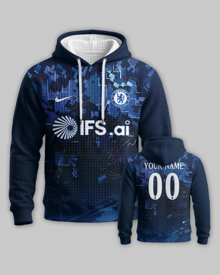 Chelsea Concept Kits Hoodie Quilted Waffle All Over Prints - Gift for Chelsea Fans QTVA0104CHE05-HQW