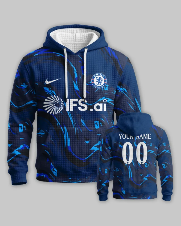 Chelsea Concept Kits Hoodie Quilted Waffle All Over Prints - Gift for Chelsea Fans QTVA0104CHE06-HQW