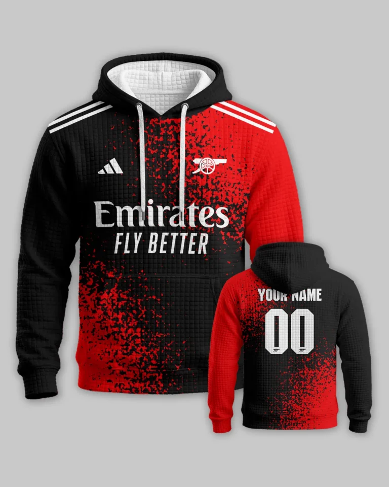 Arsenal Concept Kits Hoodie Quilted Waffle All Over Prints - Gift for Arsenal Fans QTVA3003ARS08-HQW