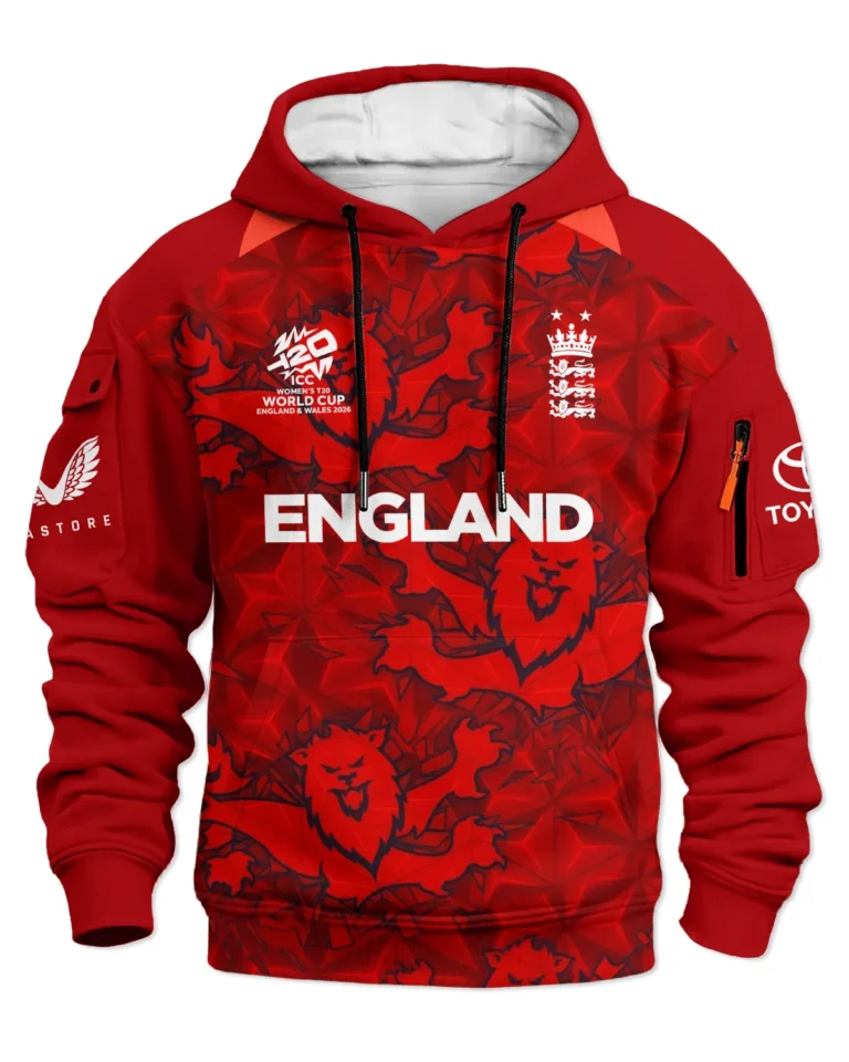 Cricket England 2026 Women's T20 World Cup Cargo Hoodie All Over Prints - Gift for England Fans QTCK020426ENGA1-LGE