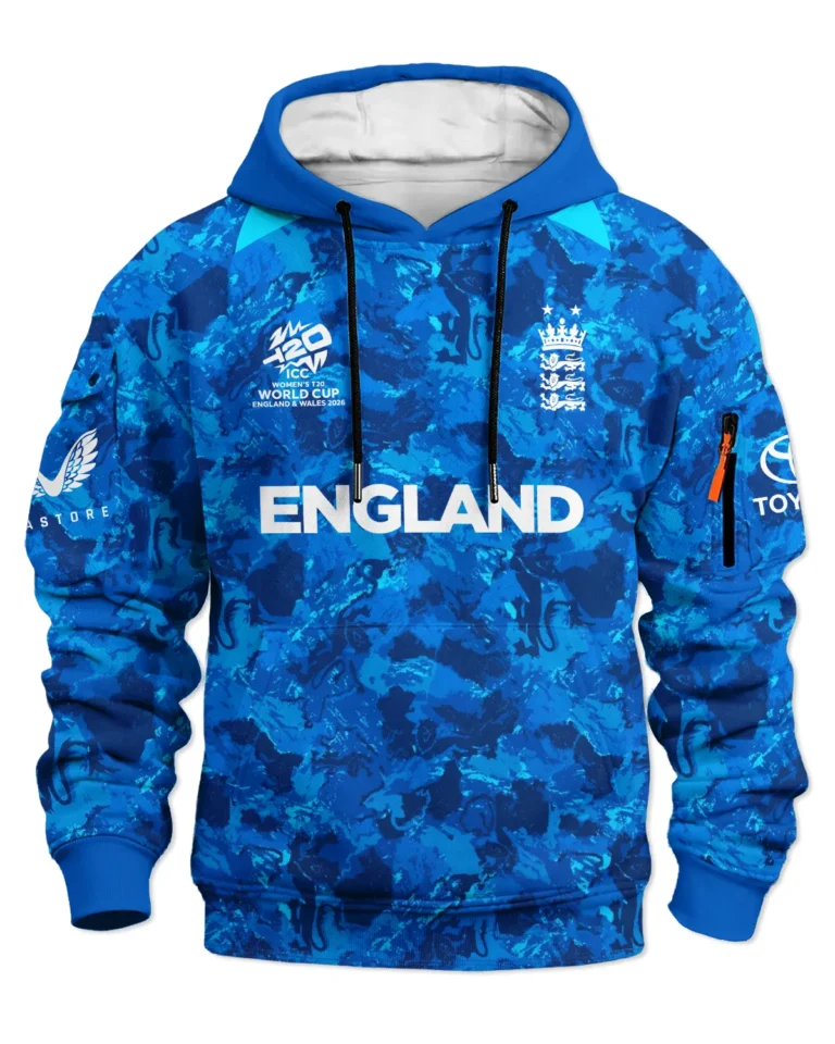 Cricket England 2026 Women's T20 World Cup Cargo Hoodie All Over Prints - Gift for England Fans QTCK020426ENGA3-LGE