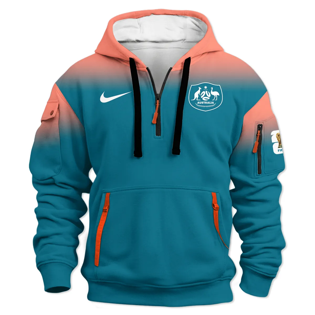 Australia Match Away 2026/27Jersey Hoodie Half Zipper All Over Prints - Gift for Australia Fans QTAU030426A7-HDF - Image 2