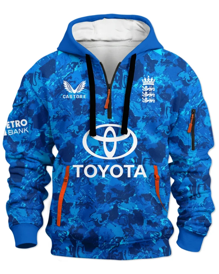 Cricket England 25/26 ODI Hoodie Half Zipper All Over Prints - Gift for England Fans QTCK020426ENGA4-HDF