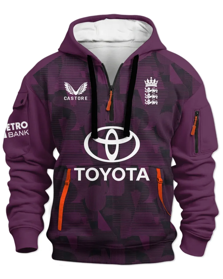 Cricket England 2026 Women's T20 World Cup Hoodie Half Zipper All Over Prints - Gift for England Fans QTCK020426ENGA5-HDF