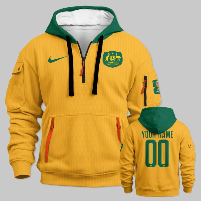 Australia Match Home 2026/27Jersey Hoodie Half Zipper All Over Prints - Gift for Australia Fans QTAU030426A1-HDF