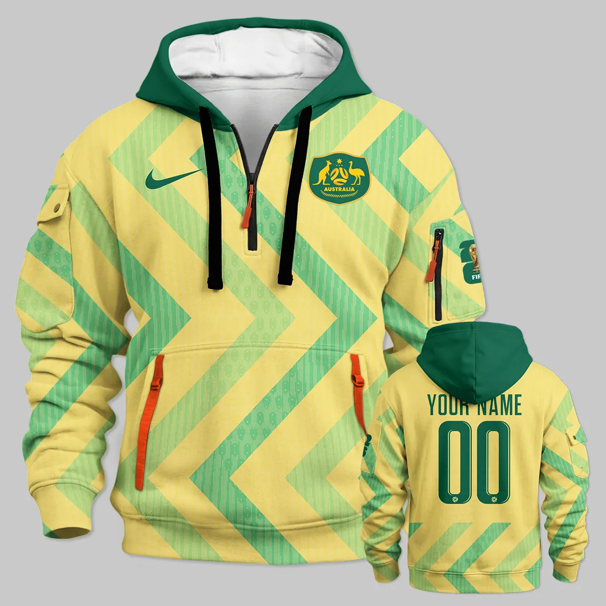 Australia Concept Jersey Hoodie Half Zipper All Over Prints - Gift for Australia Fans QTAU030426A2-HDF
