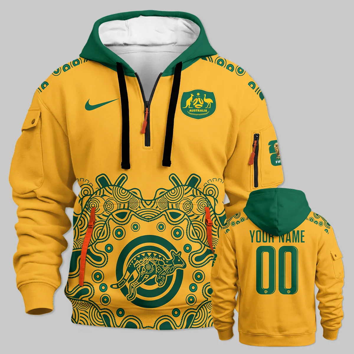 Australia Concept Jersey Hoodie Half Zipper All Over Prints - Gift for Australia Fans QTAU030426A3-HDF