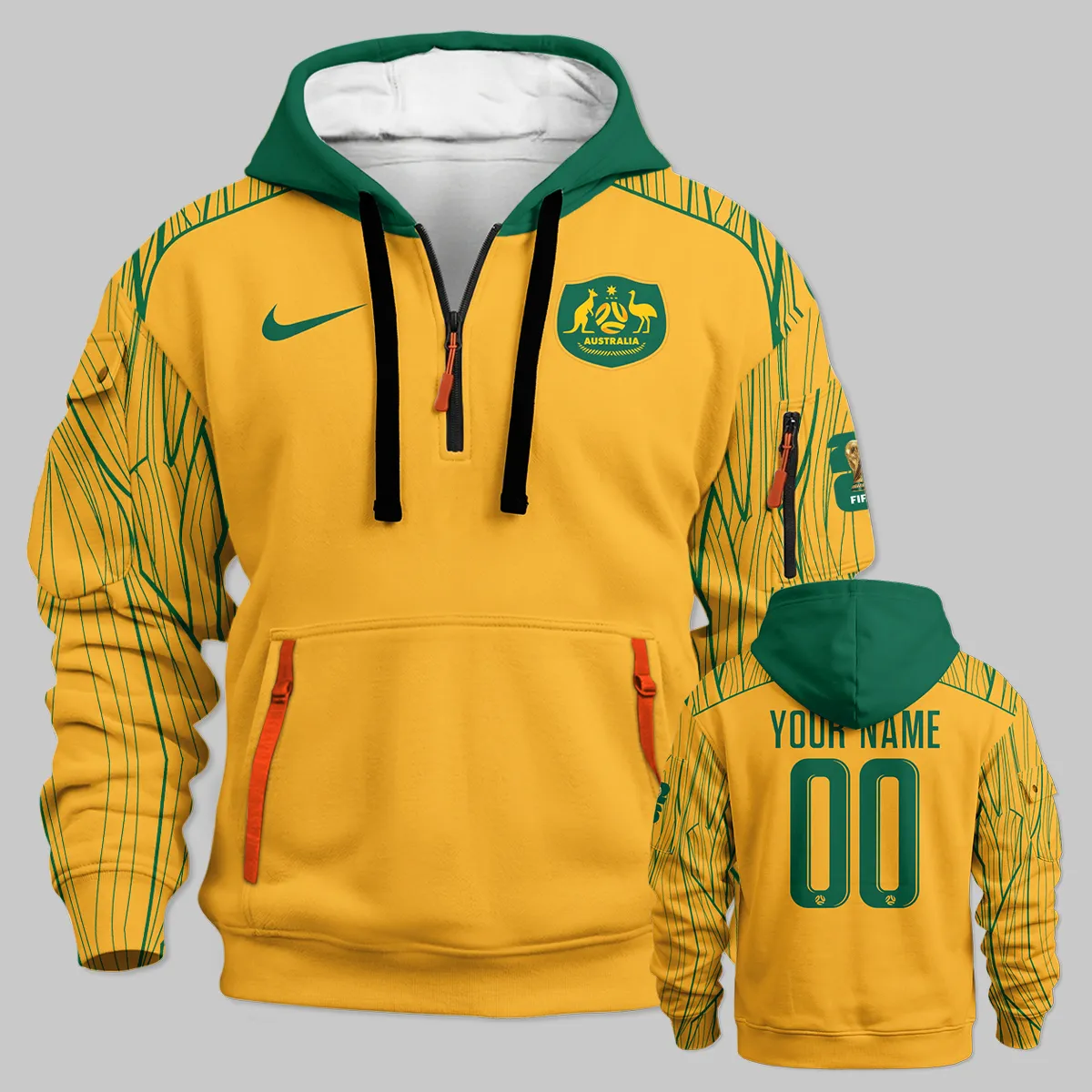 Australia Concept Jersey Hoodie Half Zipper All Over Prints - Gift for Australia Fans QTAU030426A4-HDF