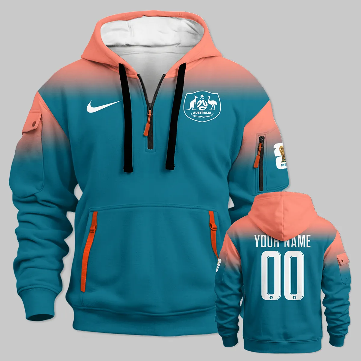 Australia Match Away 2026/27Jersey Hoodie Half Zipper All Over Prints - Gift for Australia Fans QTAU030426A7-HDF