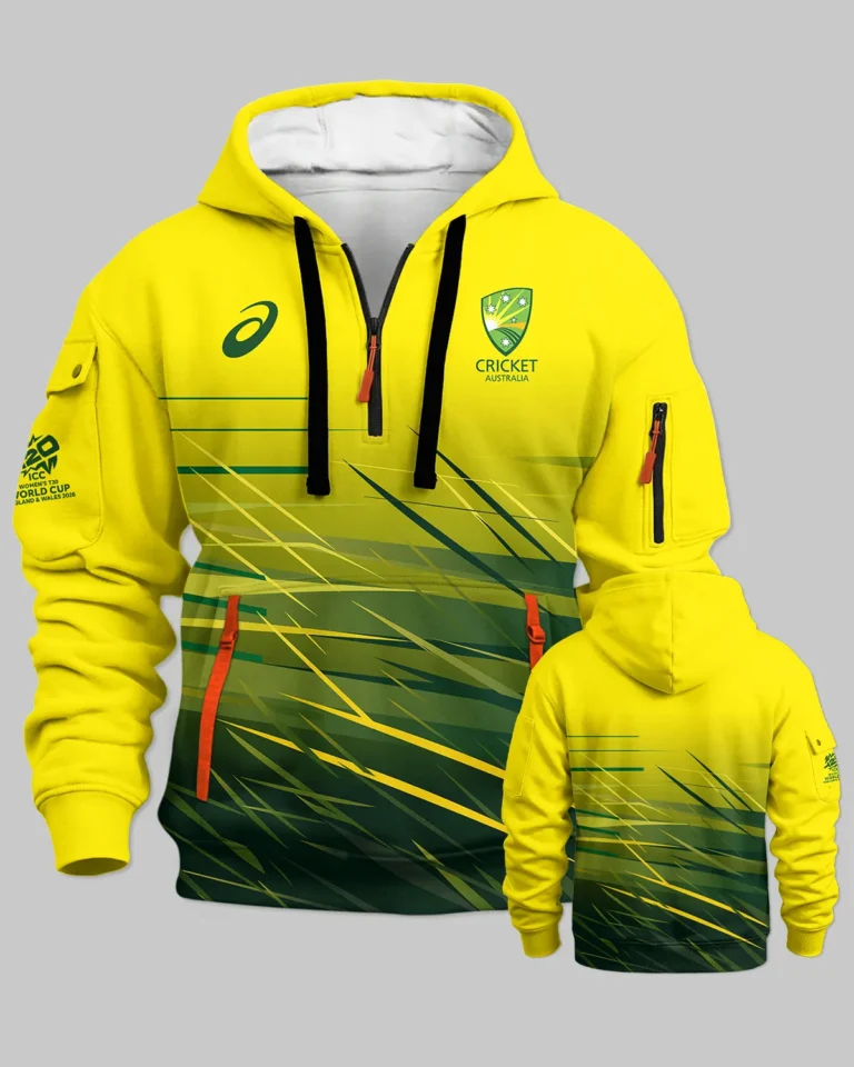 Cricket Australia 2026 Women's T20 World Cup Hoodie Half Zipper All Over Prints - Gift for Australia Fans QTCK010426A2-HDF