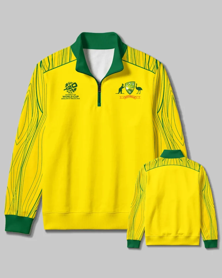 Cricket Australia 2026 Women's T20 World Cup Quarter Zip Sweatshirt All Over Prints - Gift for Australia Fans QTCK010426A1-QTZ