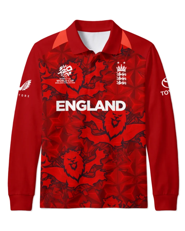 Cricket England 2026 Women's T20 World Cup Long Polo All Over Prints - Gift for England Fans QTCK020426ENGA1-LPL