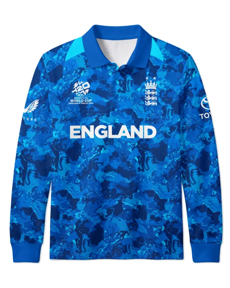 Cricket England 2026 Women's T20 World Cup Long Polo All Over Prints - Gift for England Fans QTCK020426ENGA3-LPL