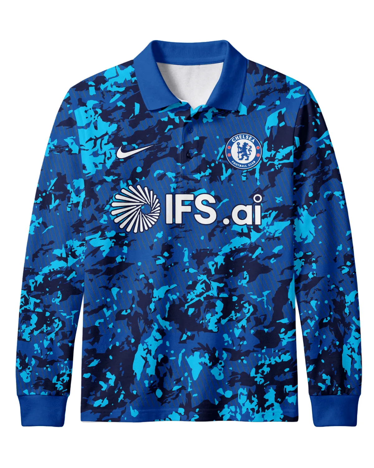 Chelsea Concept Kits Long Polo All Over Prints - Gift for Chelsea Fans QTVA0104CHE02-LPL - Image 2